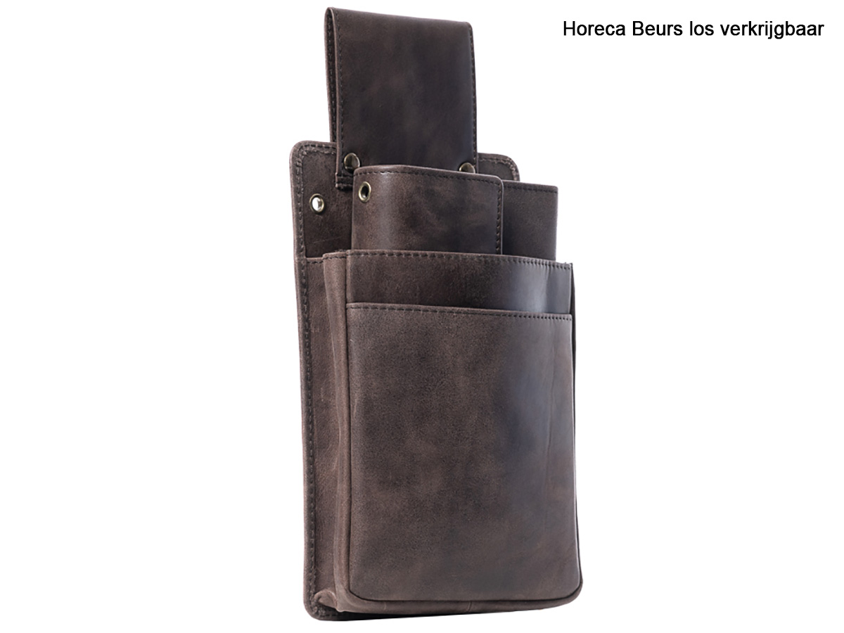 Horeca Slim Holster voor Beurs en Terminal - Bruin Leer