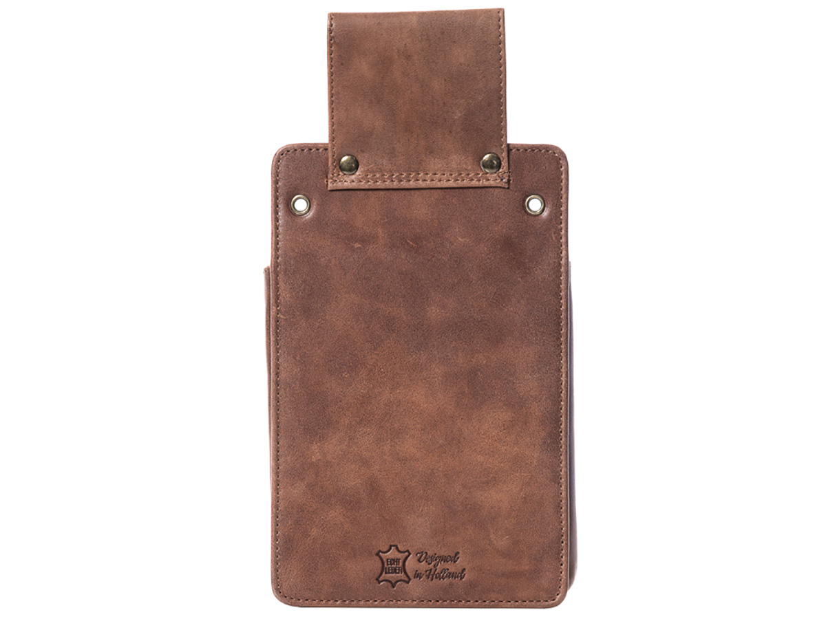 Horeca Slim Holster voor Beurs en Terminal - Cognac Leer