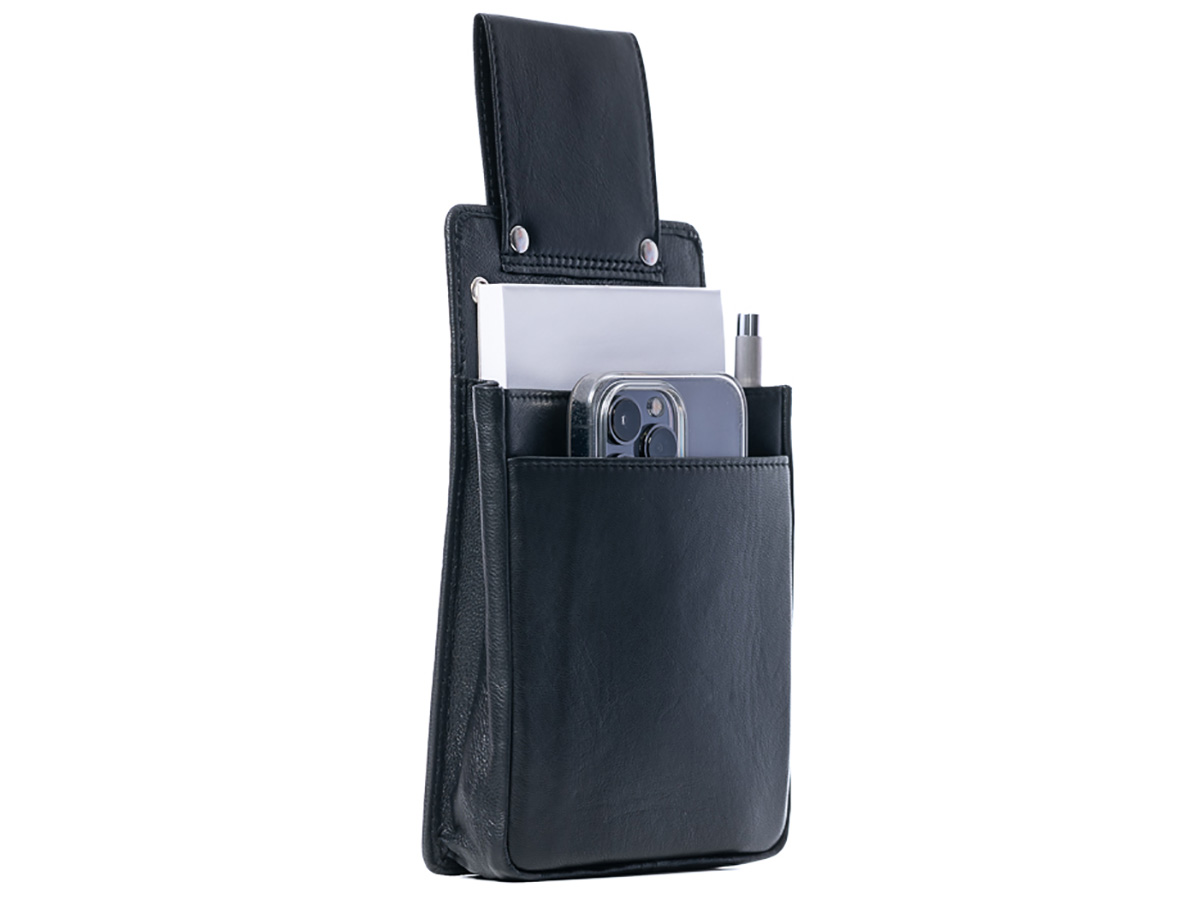 Horeca Slim Holster voor Beurs en Terminal - Zwart Leer