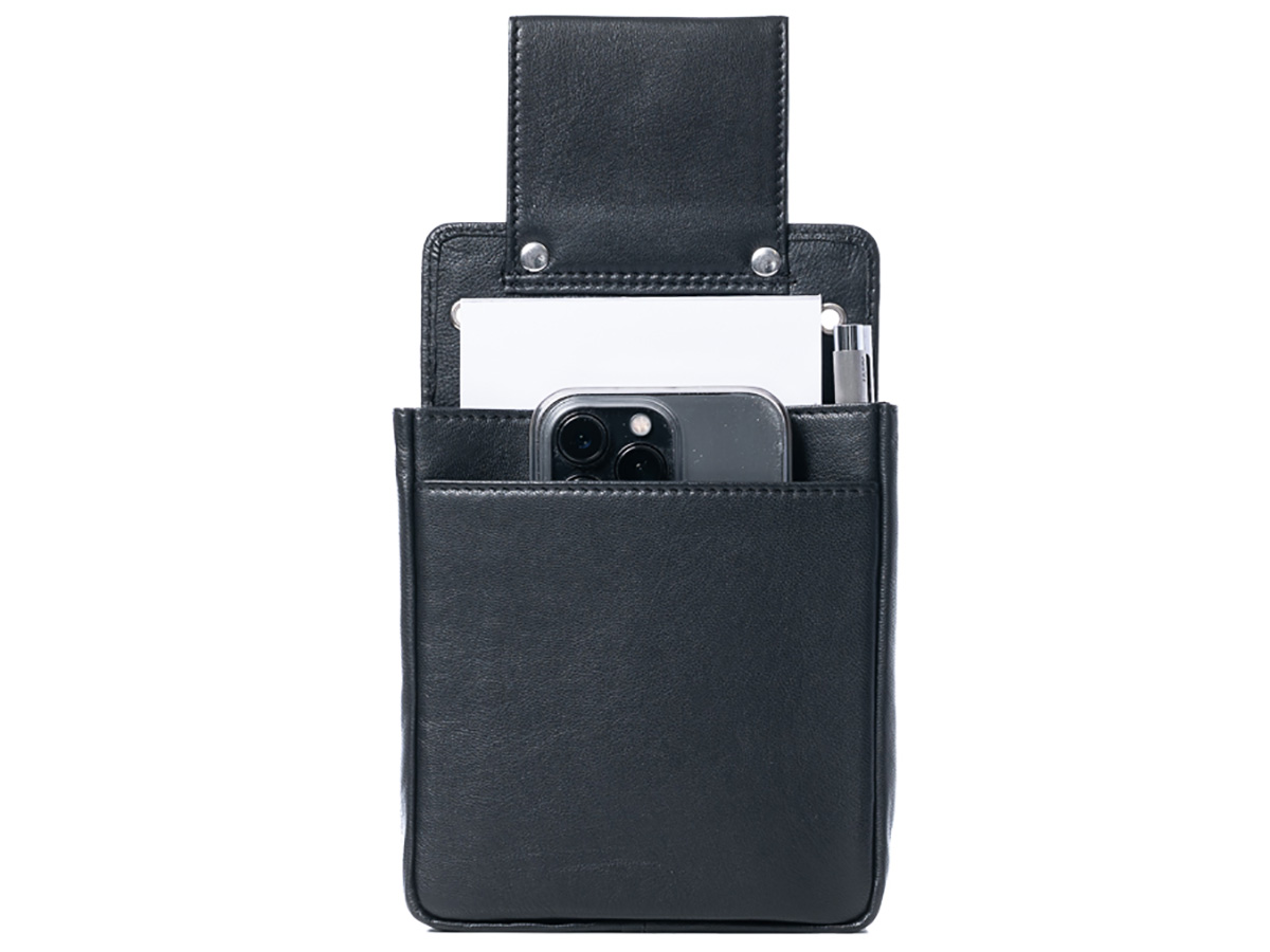 Horeca Slim Holster voor Beurs en Terminal - Zwart Leer