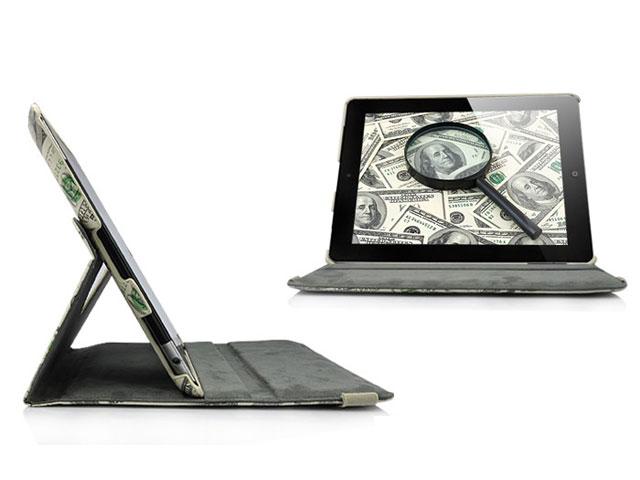 Dollar Swivel Stand 360-turn Case Hoes voor iPad 2