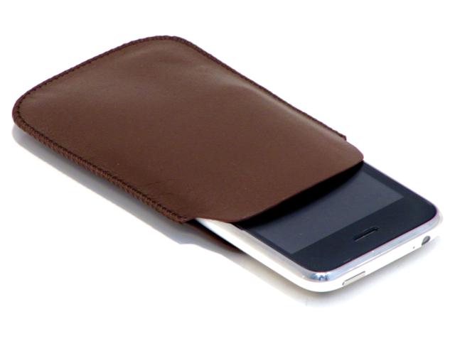 Bruin Lederen UltraSlim Sleeve voor iPhone