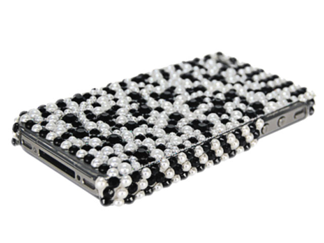 Black & White Pearl Back Case Hoes voor iPhone 4/4