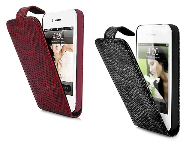 Deluxe Snake Bottom Flip Case Hoes voor iPhone 4/4S