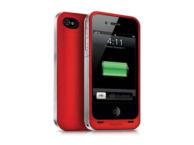 vloeistof leerboek canvas mophie juice pack air (Product)RED Battery Case iPhone 4/4S (1500 mAh)