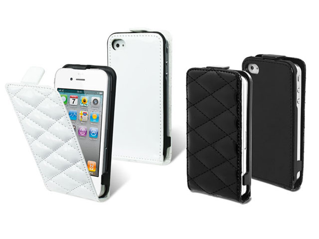 Muvit Padded Slim Elegant Lak Leren Flip Case voor iPhone 4/4S