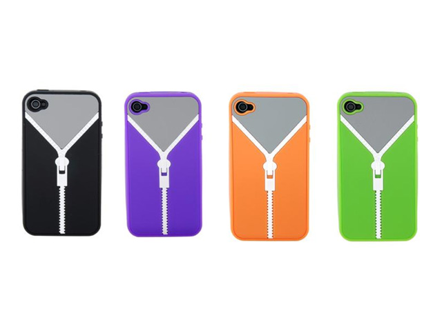 Zipper Jacket Silicone Skin Case Hoes iPhone 4/4S