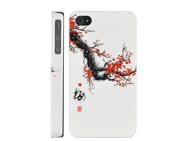 Chinese Blossom Back Case Hoes voor iPhone 4/4S