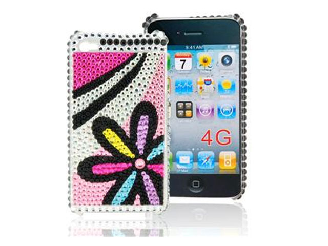 Diamond Case Hoes Funky Flower voor iPhone 4/4S