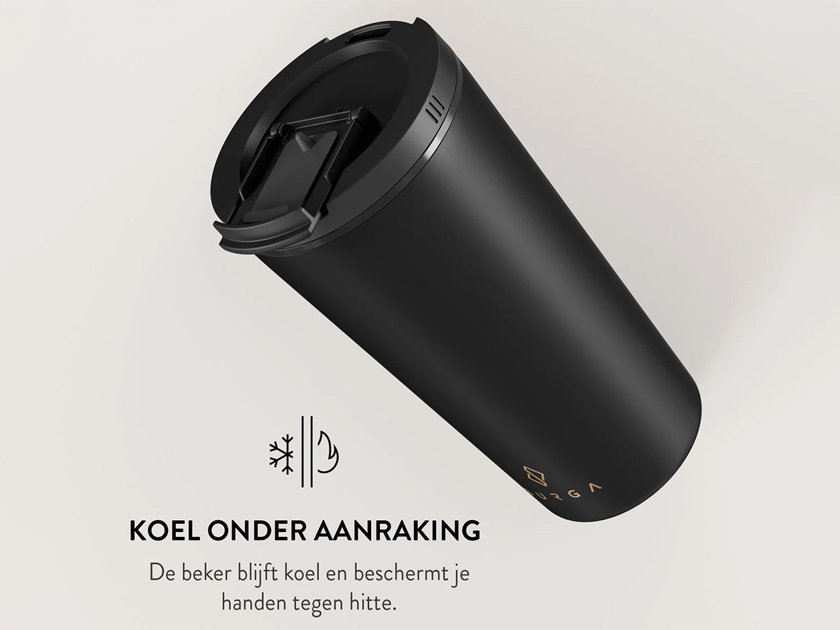 Burga Coffee Mug Black - Herbruikbare Koffiebeker Isolerend