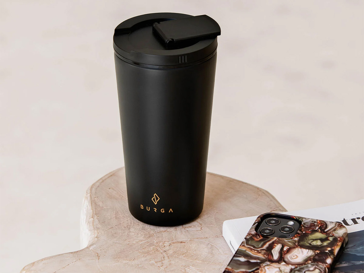 Burga Coffee Mug Black - Herbruikbare Koffiebeker Isolerend