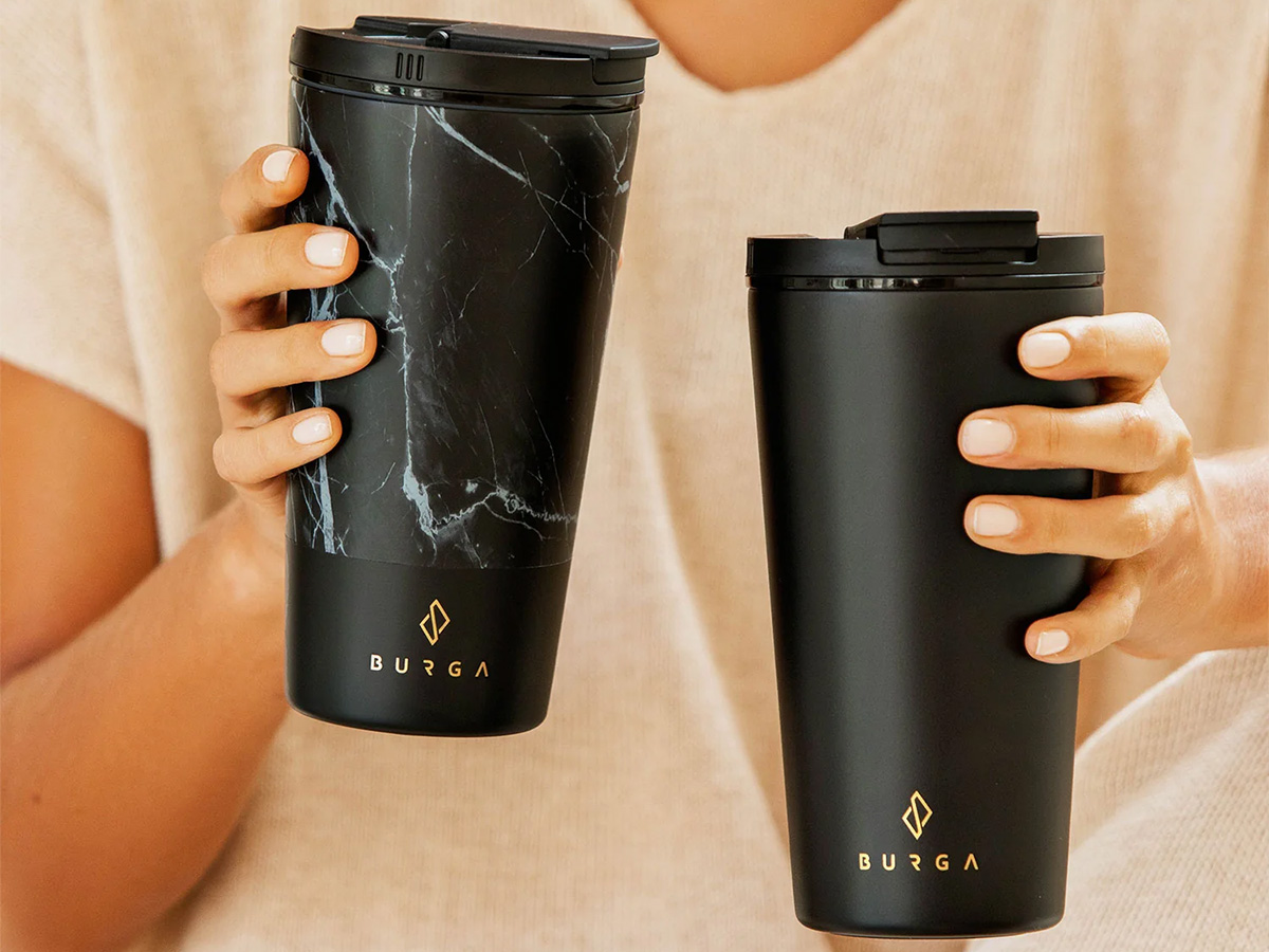 Burga Coffee Mug Black - Herbruikbare Koffiebeker Isolerend