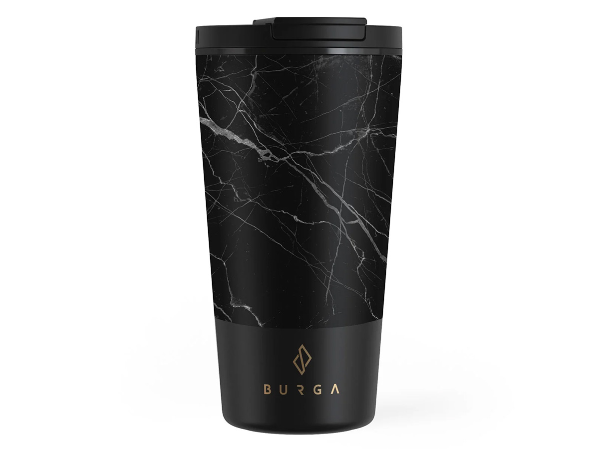 Burga Coffee Mug Black Marble - Herbruikbare Koffiebeker Isolerend