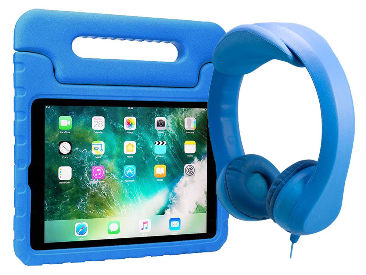 iPad Kinder Pakket: Kids Case en Kinder Koptelefoon (Blauw)