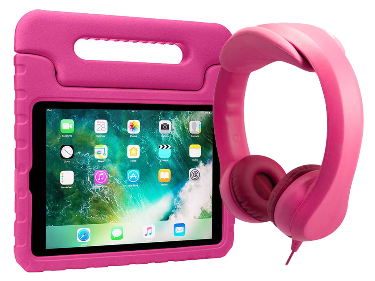 iPad Kinder Pakket: Kids Case en Kinder Koptelefoon (Roze)