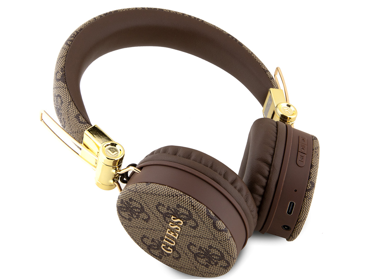 Guess 4G Monogram Bluetooth On-Ear Koptelefoon - Bruin