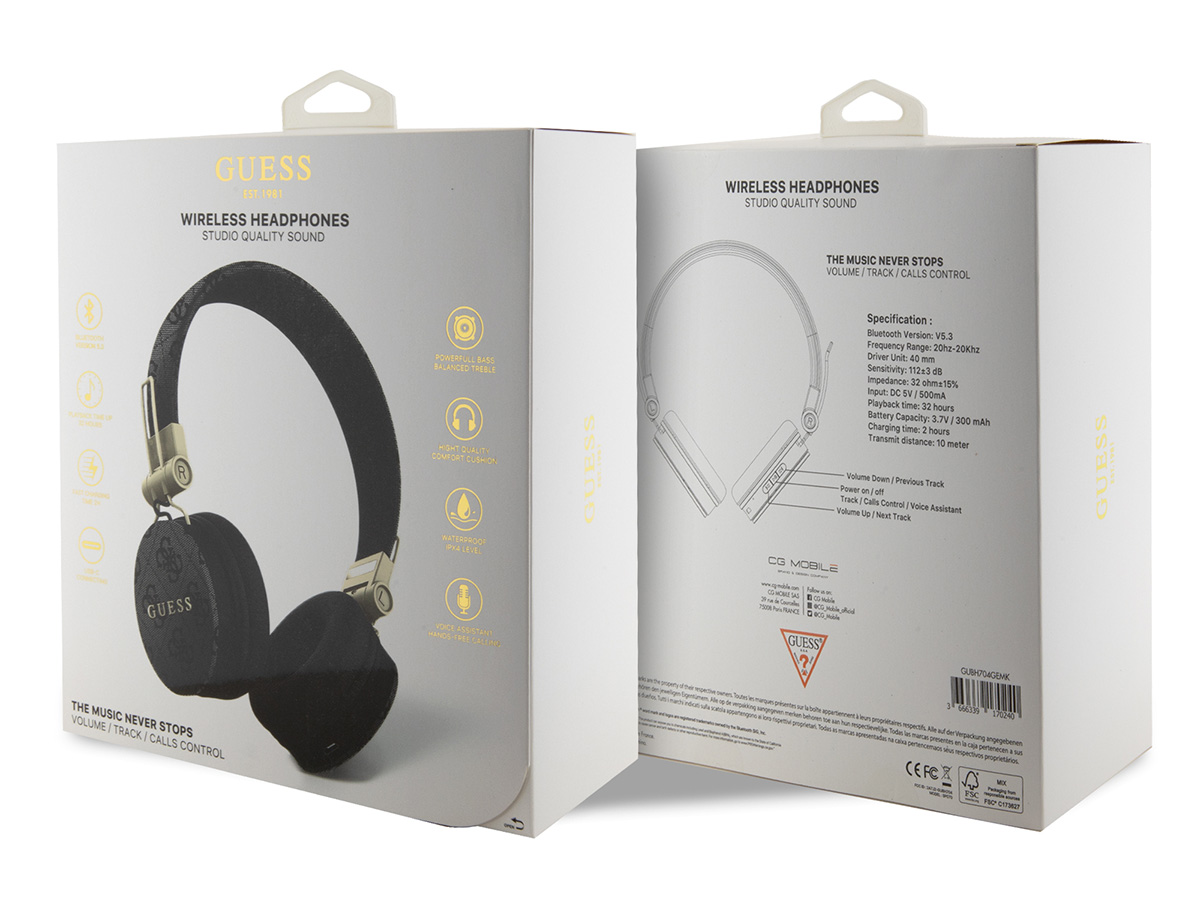 Guess 4G Monogram Bluetooth On-Ear Koptelefoon - Grijs