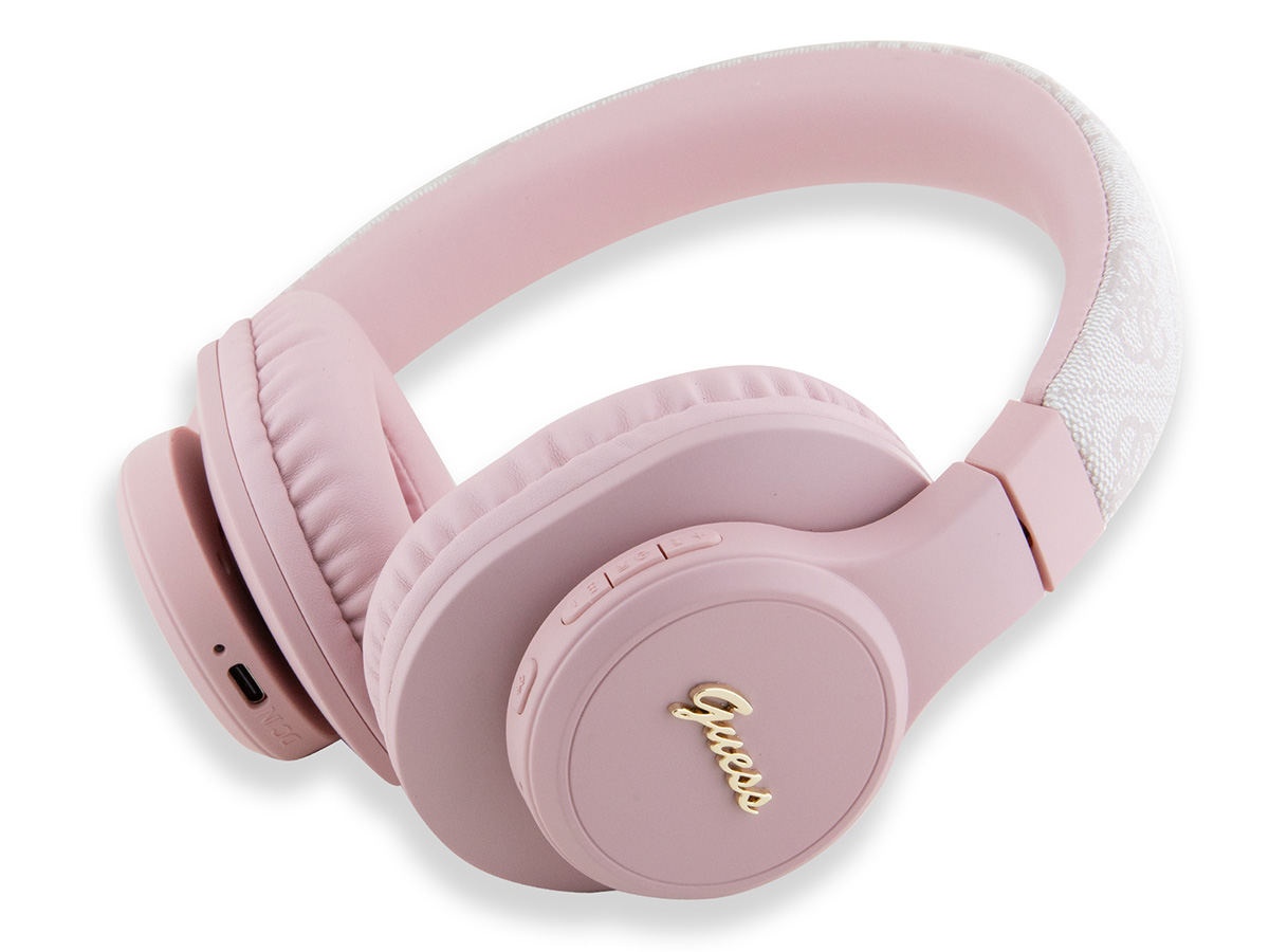 Guess 4G Monogram Bluetooth Over-Ear Koptelefoon - Roze