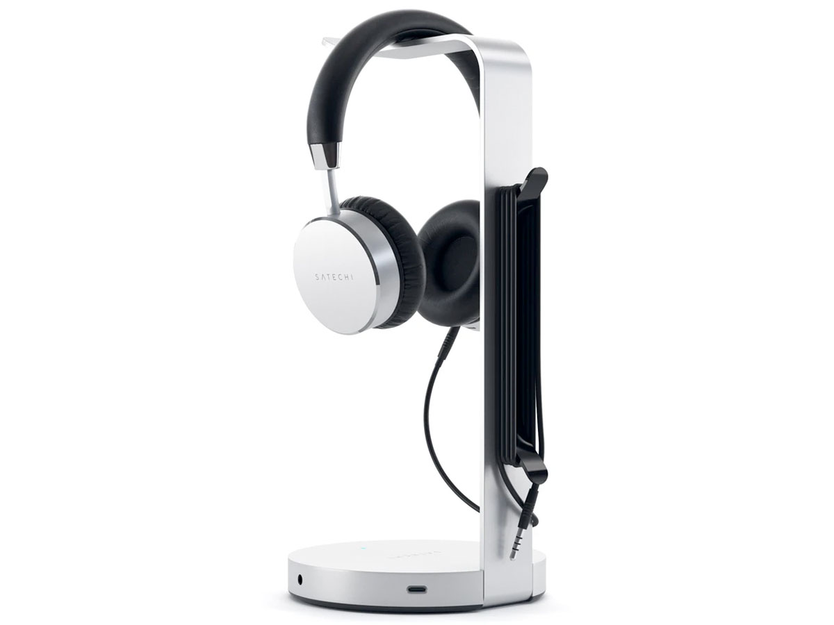 Satechi Aluminium Headphone Stand met USB-Hub - Zilver