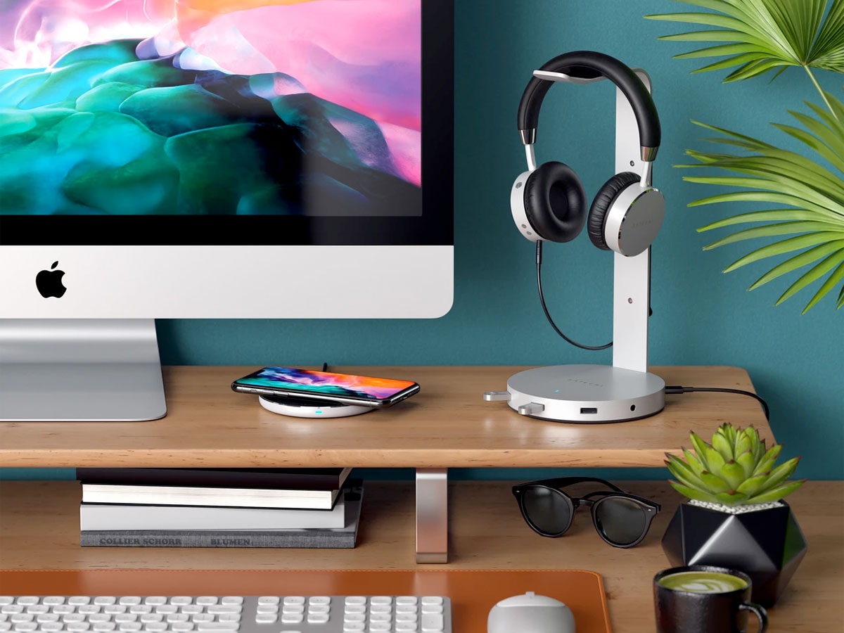 Satechi Aluminium Headphone Stand met USB-Hub - Zilver