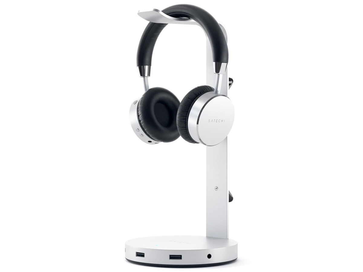 Satechi Aluminium Headphone Stand met USB-Hub - Zilver