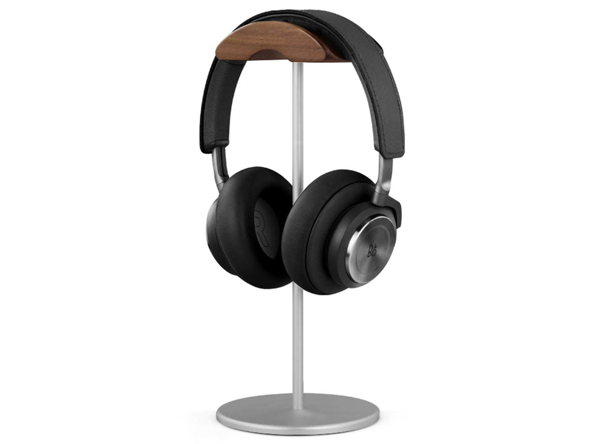 Premium Walnut Headphone Stand Zilver - Koptelefoon Standaard