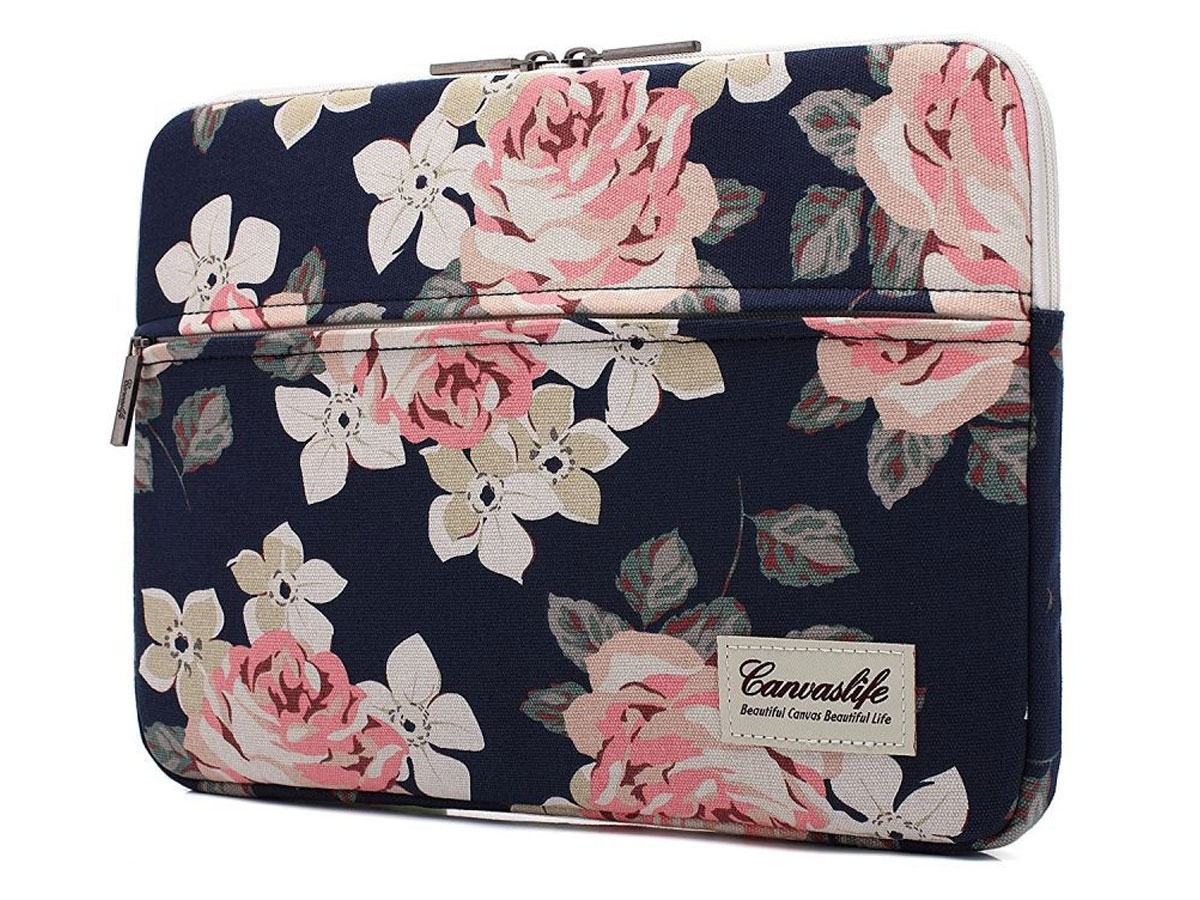Canvaslife Floral Laptop Sleeve Navy - 15" Laptop Hoes Donkerblauw