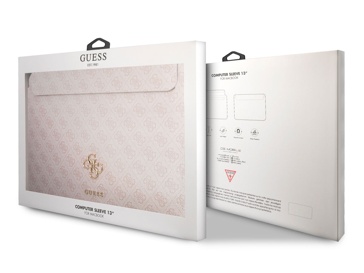 Guess 4G Monogram Laptop Sleeve Roze - MacBook 13