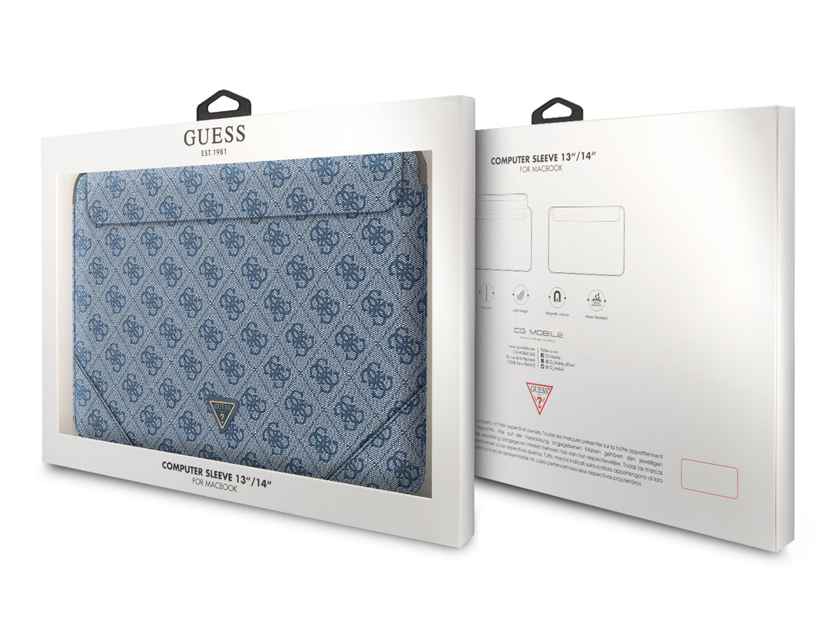 Guess Monogram Triangle Sleeve Blauw - MacBook 13