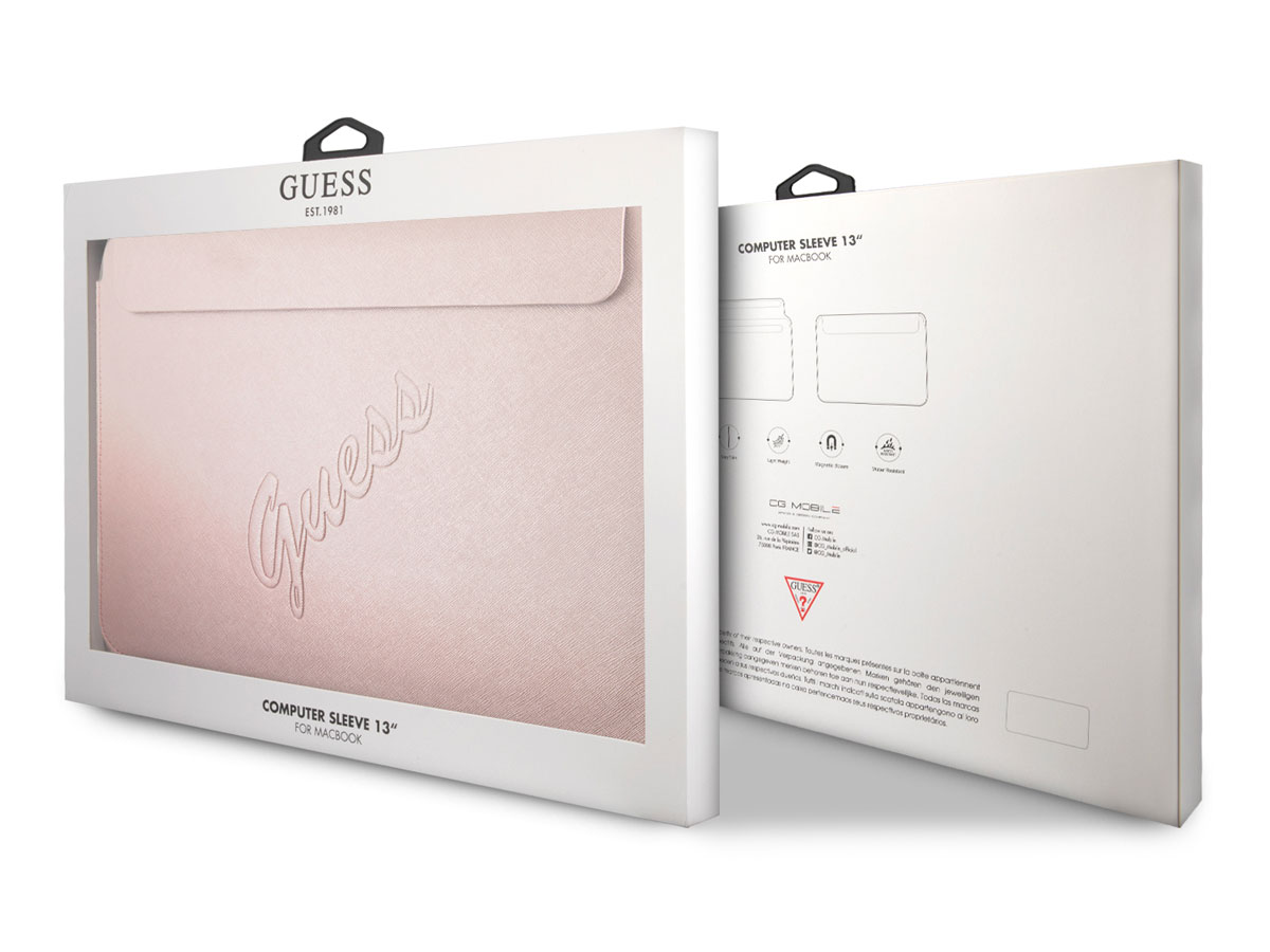 Guess Saffiano Laptop Sleeve Roze - MacBook 13