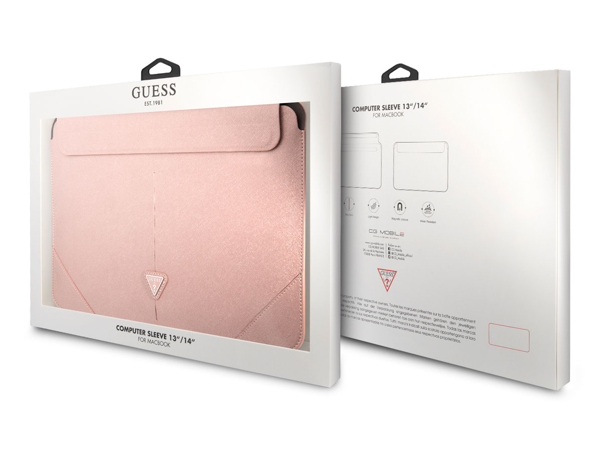 Guess Saffiano Triangle Sleeve Roze - MacBook 13
