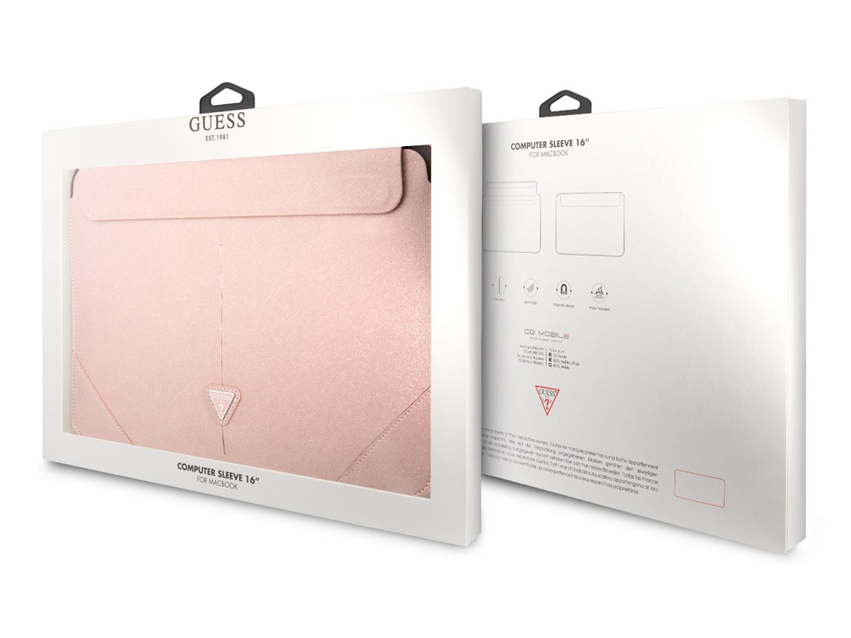 Guess Saffiano Triangle Sleeve Roze - MacBook Pro 16