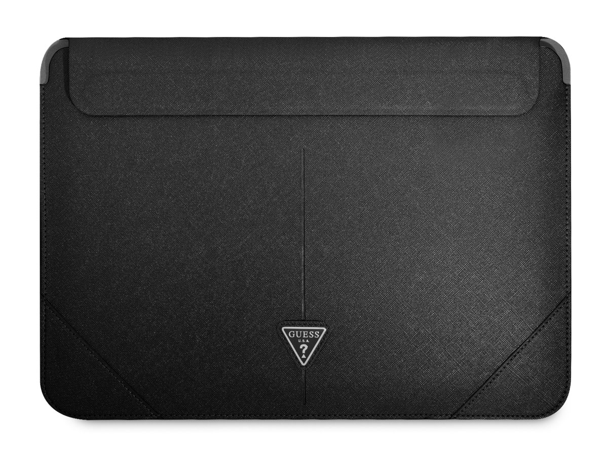 Guess Saffiano Triangle Sleeve Zwart - MacBook Pro 16