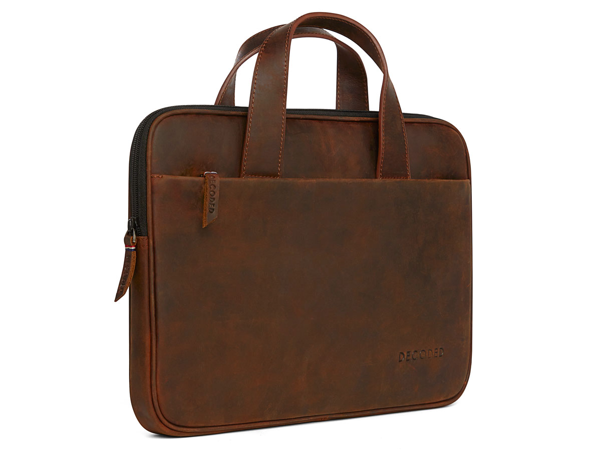 Decoded Slim Bag Bruin - Leren Laptoptas tot 15 inch