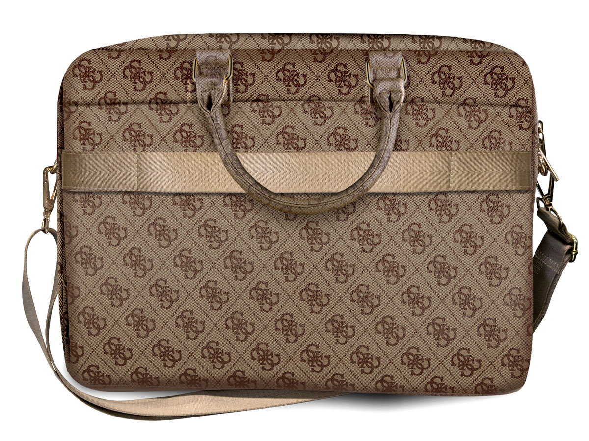 Guess Big 4G Monogram Laptop Bag Bruin - Laptoptas tot 16 inch