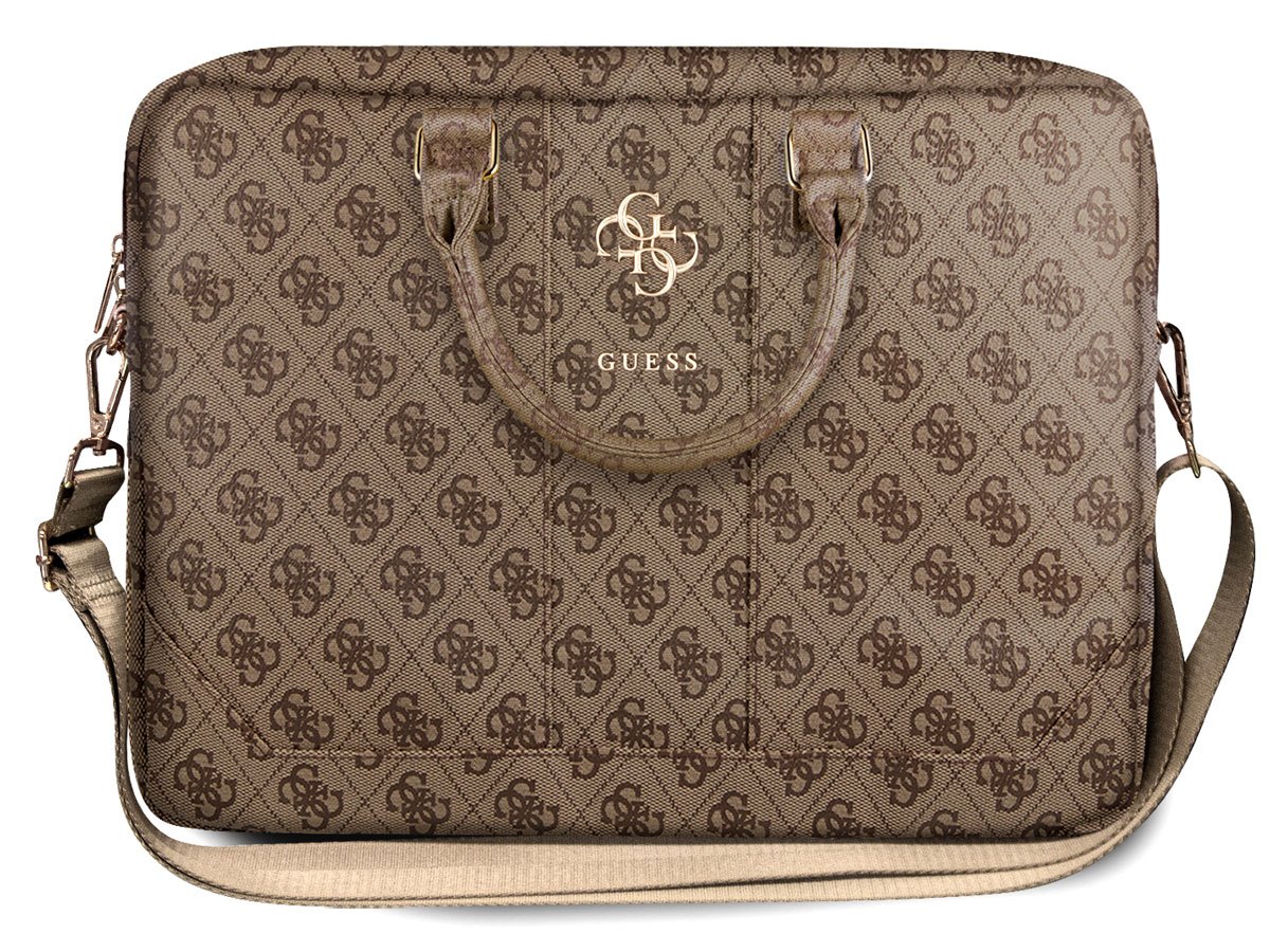 Guess Big 4G Monogram Laptop Bag Bruin - Laptoptas tot 16 inch