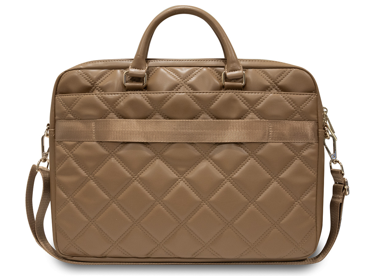 Guess Big 4G Quilted Laptop Bag Bruin - Laptoptas tot 16 inch