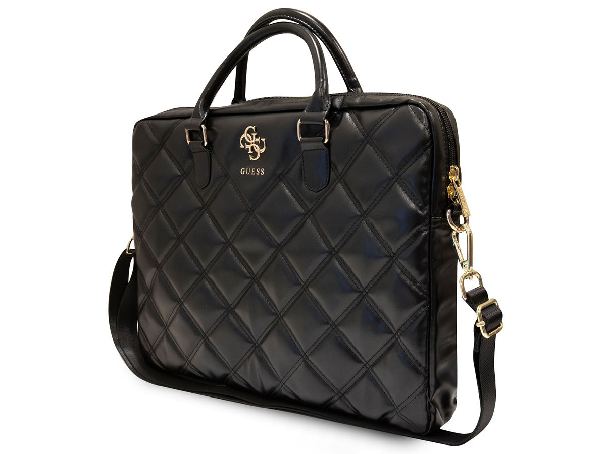 Guess Big 4G Quilted Laptop Bag Zwart - Laptoptas tot 16 inch