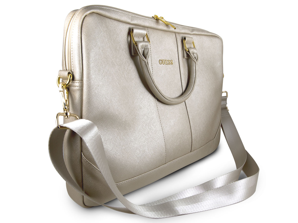 Guess Laptoptas Goud Saffiano Laptop Bag 16 inch