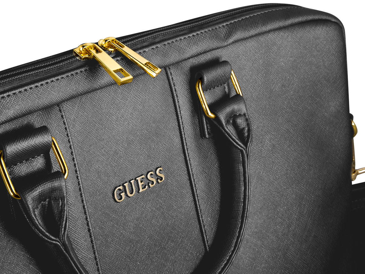 Guess Saffiano Laptop Bag Zwart - Laptoptas tot 16 inch