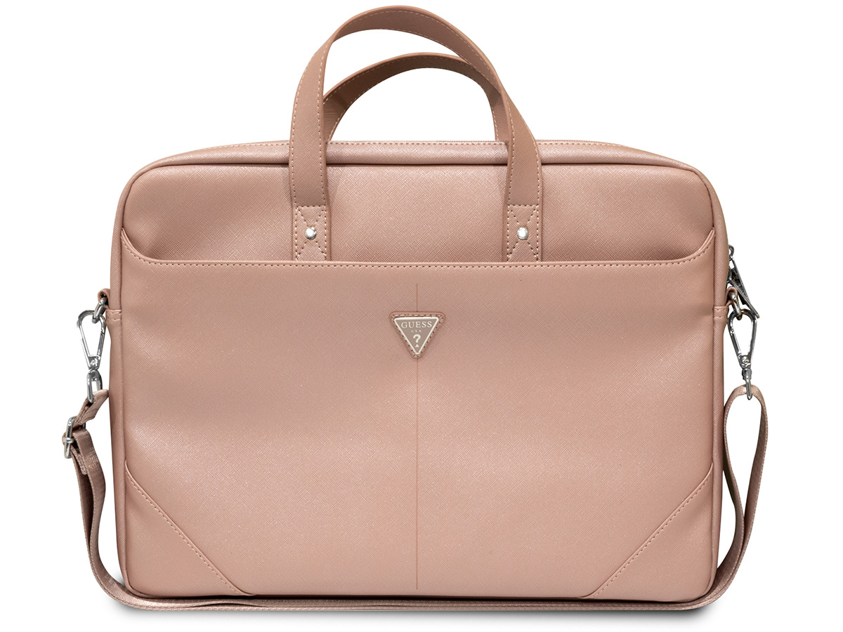 Guess Saffiano Triangle Laptop Bag Roze - Laptoptas tot 16 inch