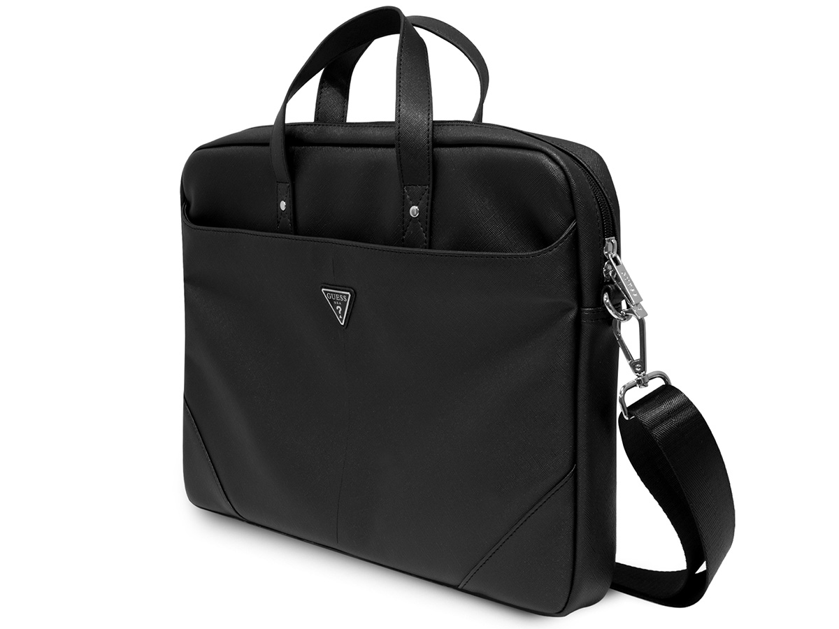 Guess Saffiano Triangle Laptop Bag Zwart - Laptoptas tot 16 inch