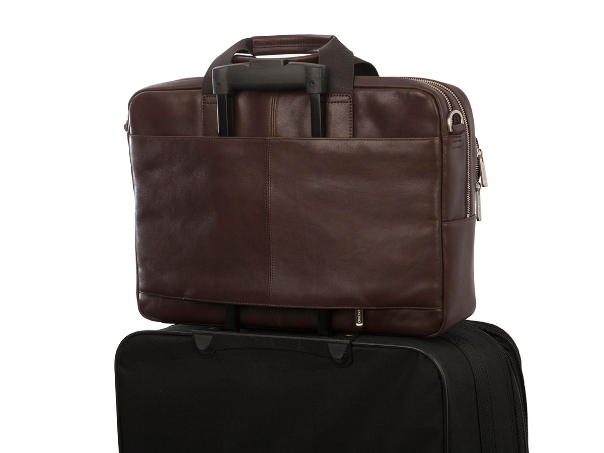 Knomo Amesbury Double Zip Brief - Leren Laptoptas tot 15 inch (Bruin)