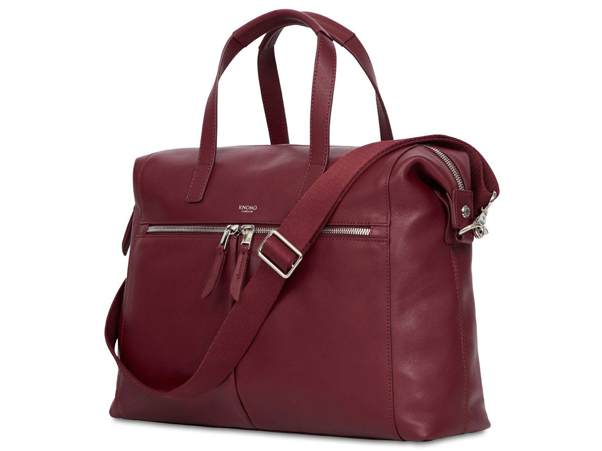 Knomo Audley Tote Rood Leer - 14 inch Dames Laptoptas