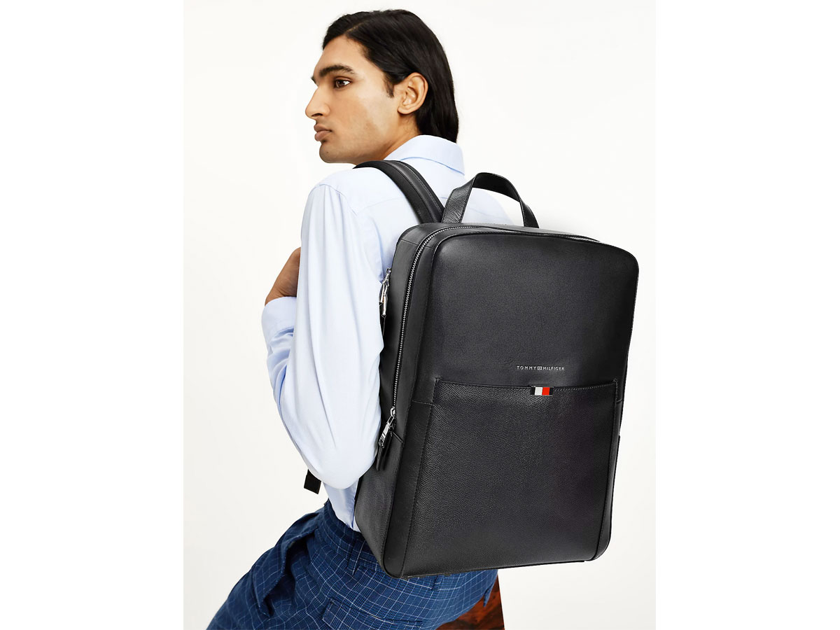 Hilfiger Business Rugzak Zwart Leer