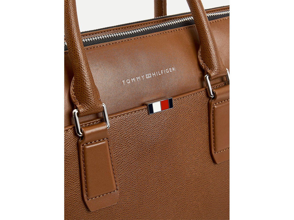 Tommy Hilfiger Business Slanke Laptoptas Cognac Leer