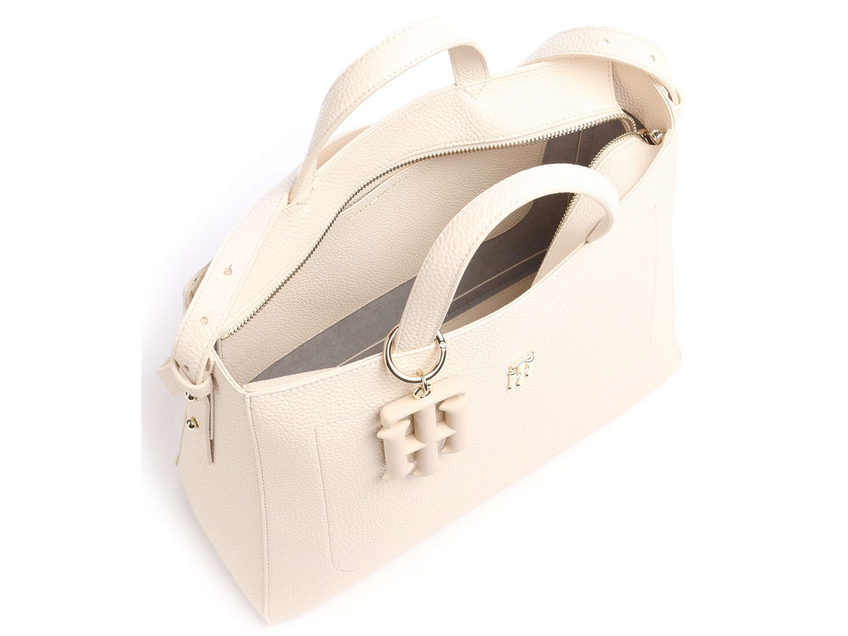 Tommy Hilfiger Soft Satchel Handtas met TH Bedel - Classic Beige