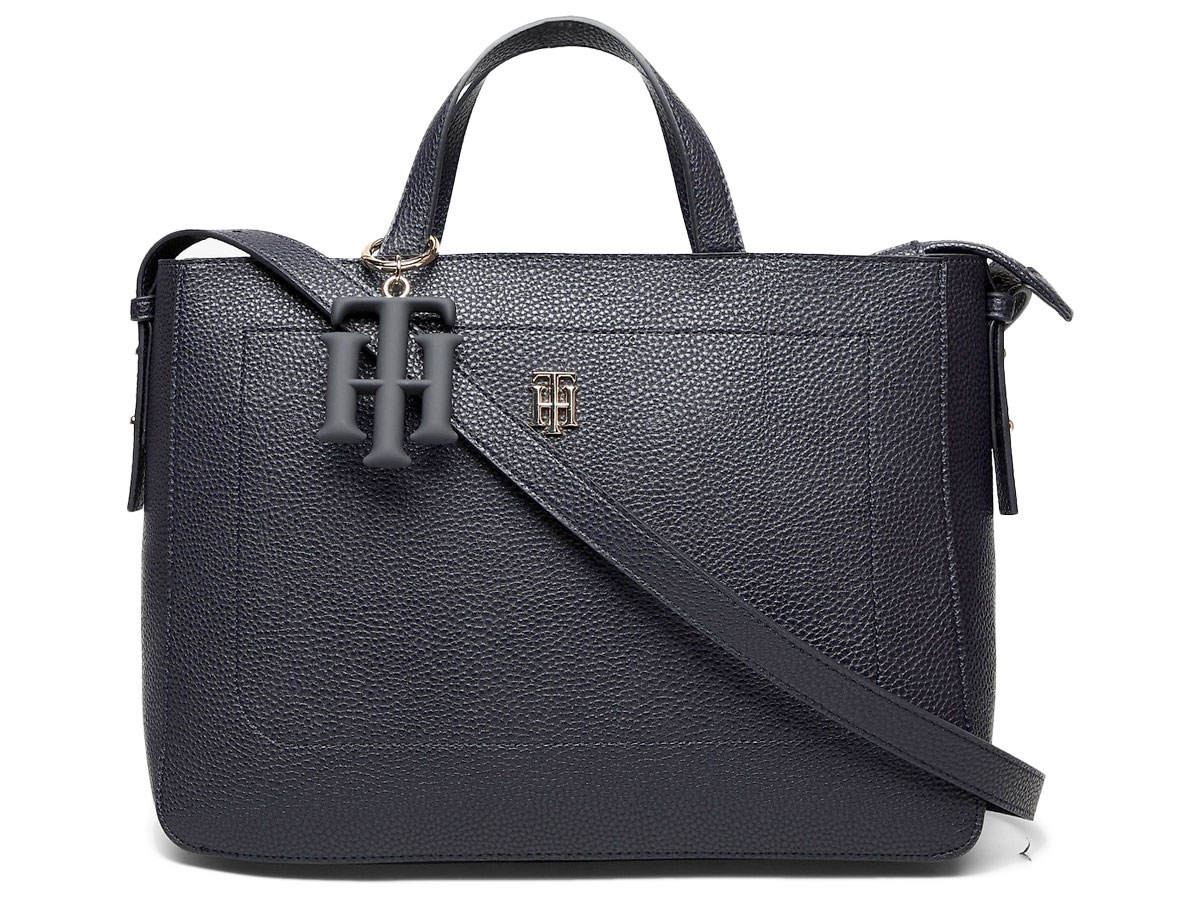 Tommy Hilfiger Soft Satchel Handtas met TH Bedel - Desert Sky