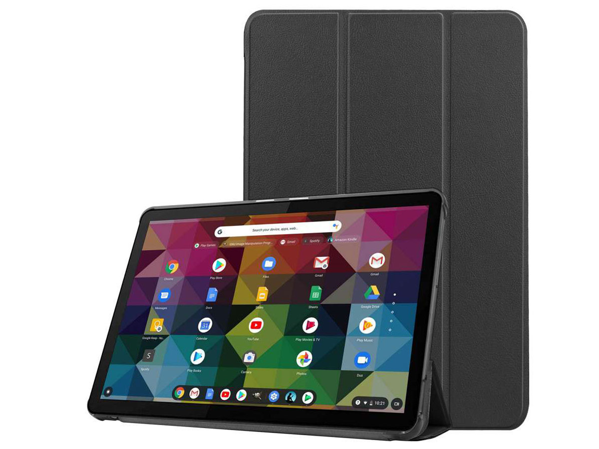 Smart Tri-Fold Bookcase Zwart - Lenovo Ideapad Duet Hoesje