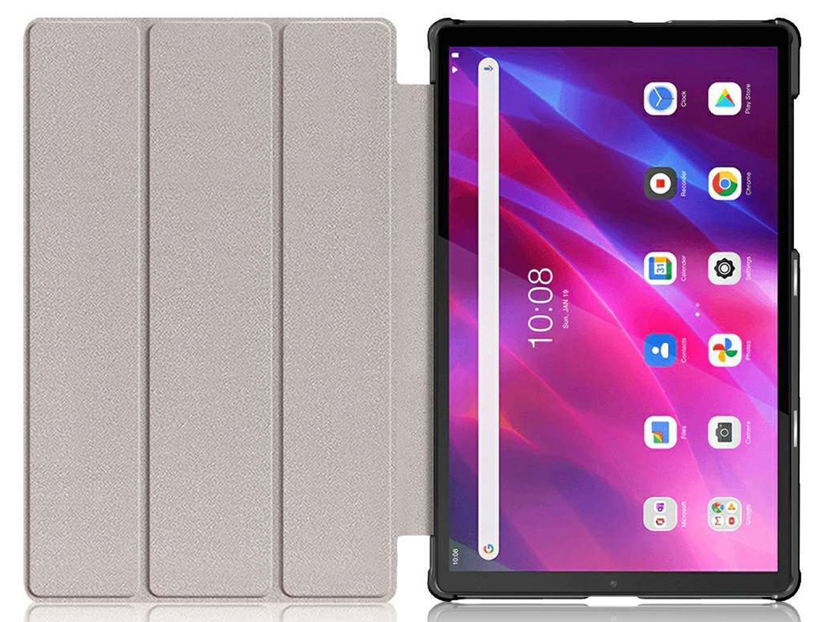 Smart Tri-Fold Bookcase Grijs - Lenovo Tab K10 Hoesje